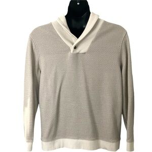Tasso Elba Herrington Pattern Pullover Sweater Cotton High Shawl Collar SZ XL